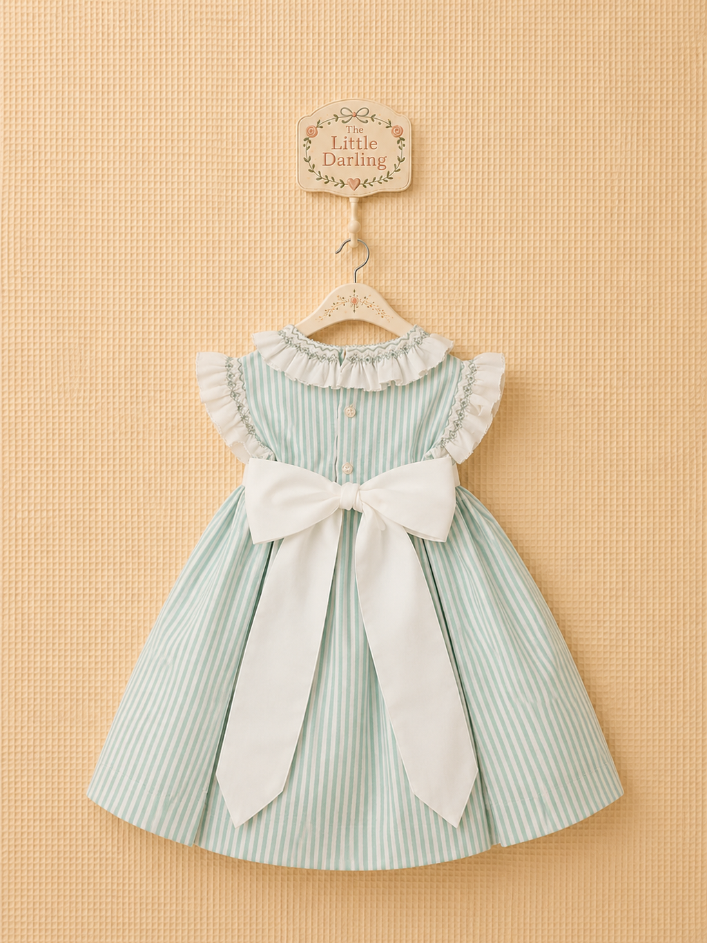 Mint green striped smocked dress