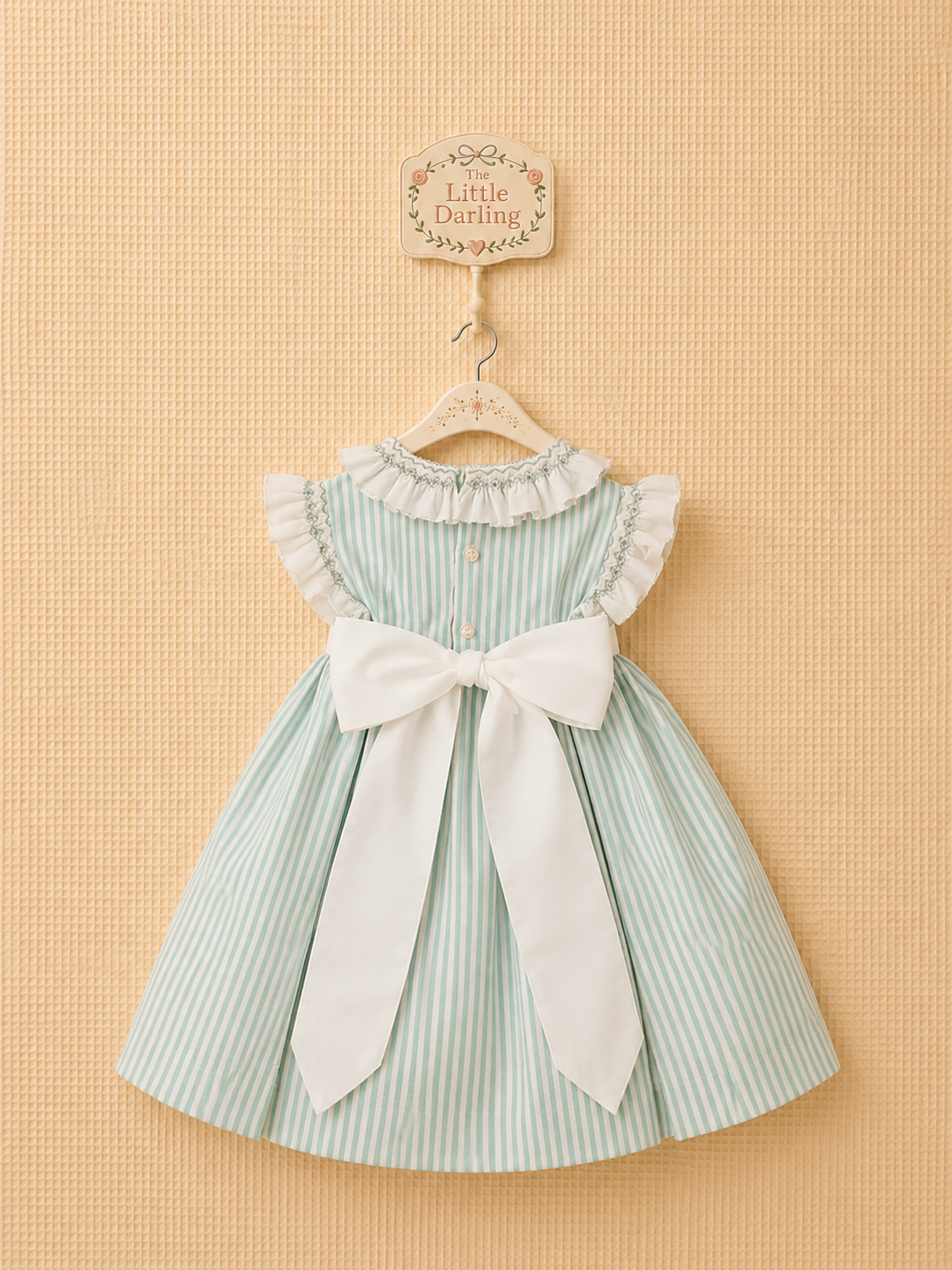 Mint green striped smocked dress