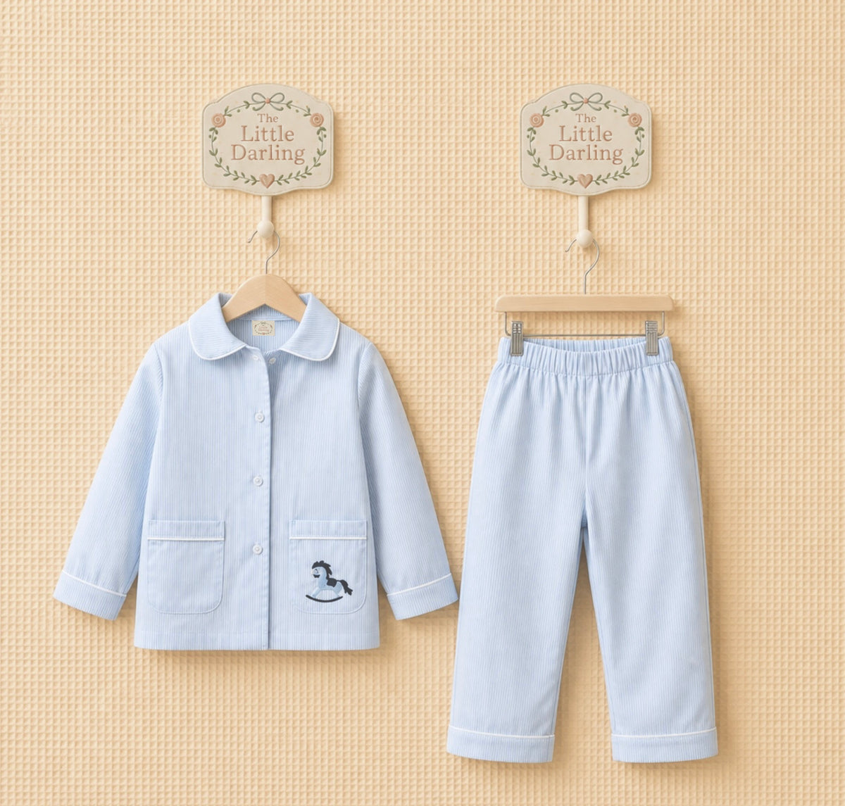 Blue rocking horse pajama set