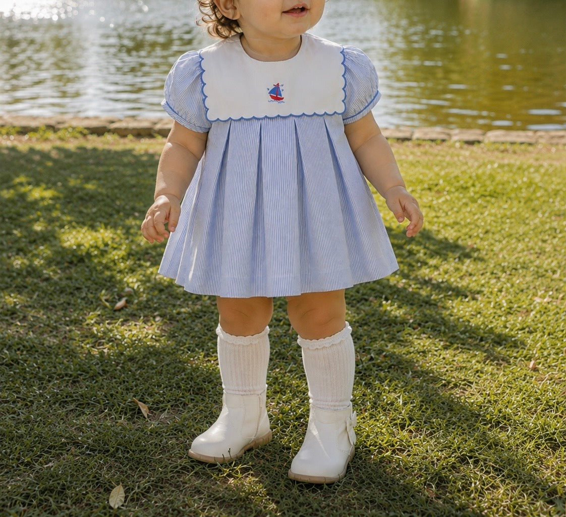 Blue striped dress