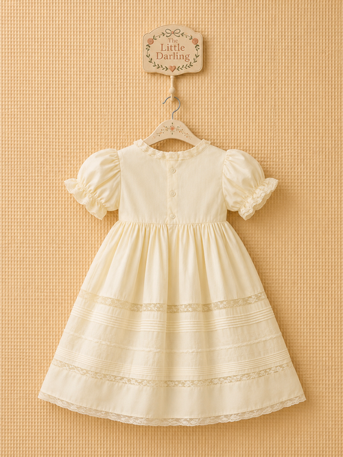 Baby yellow dress with puff sleeves