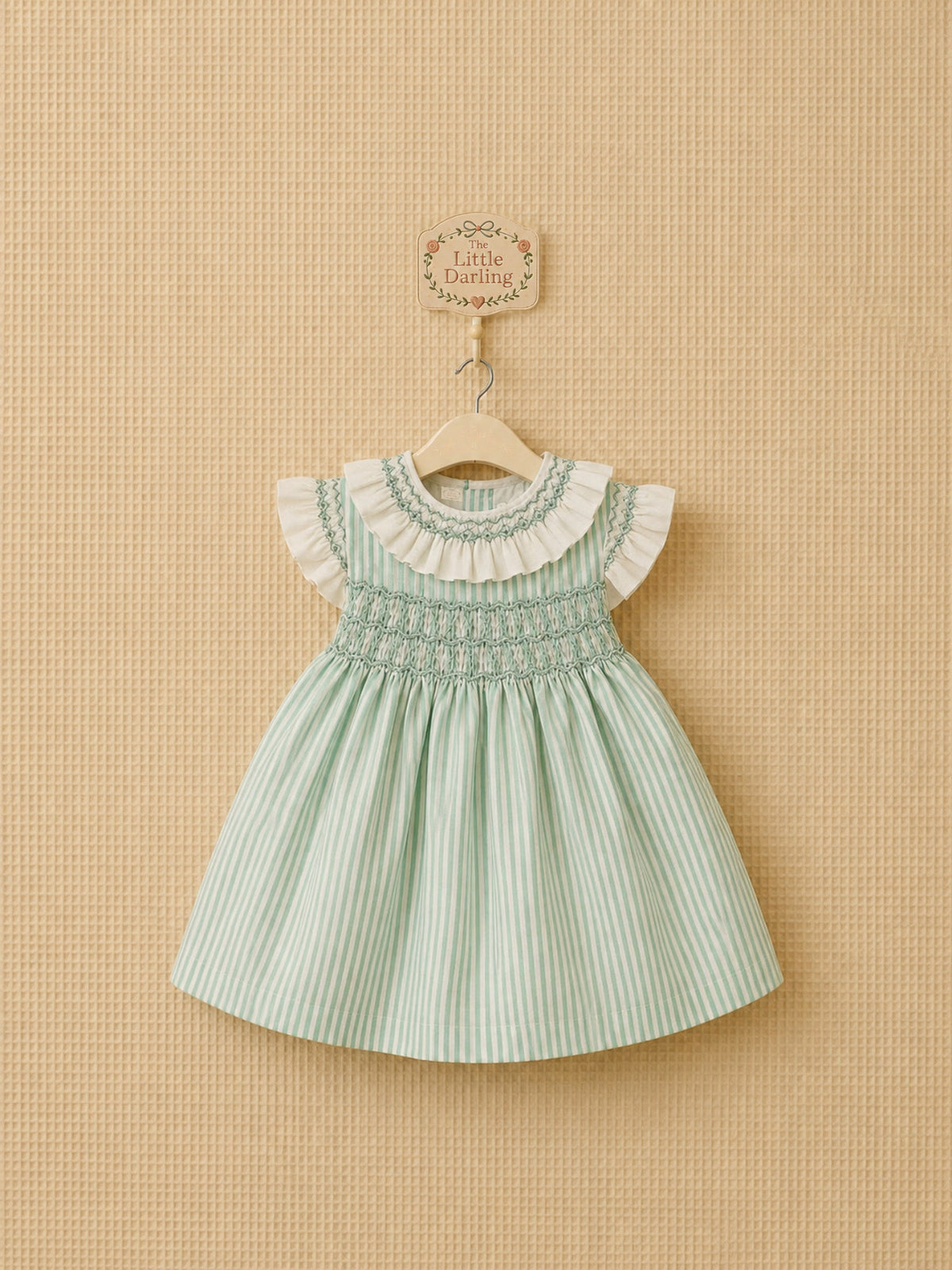 Mint green striped smocked dress