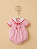 Striped Mariner Collar Short Sleeve Romper