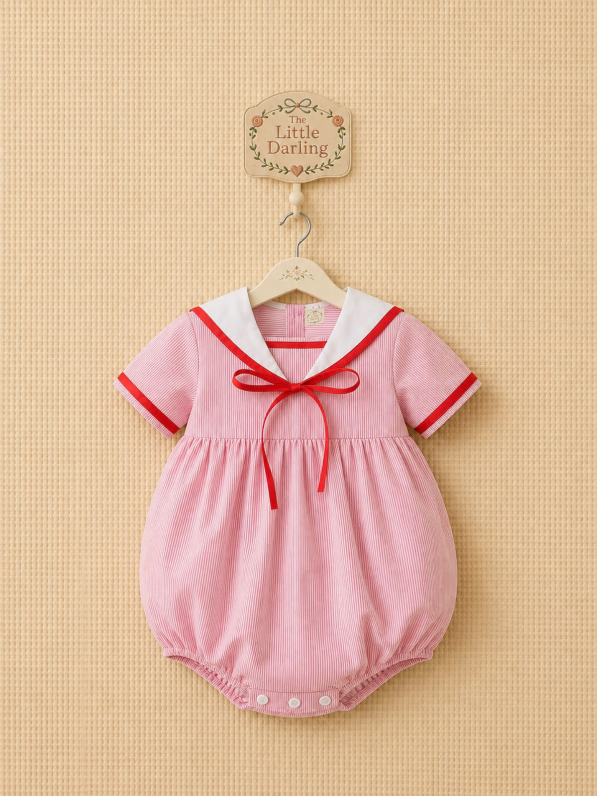 Striped Mariner Collar Short Sleeve Romper