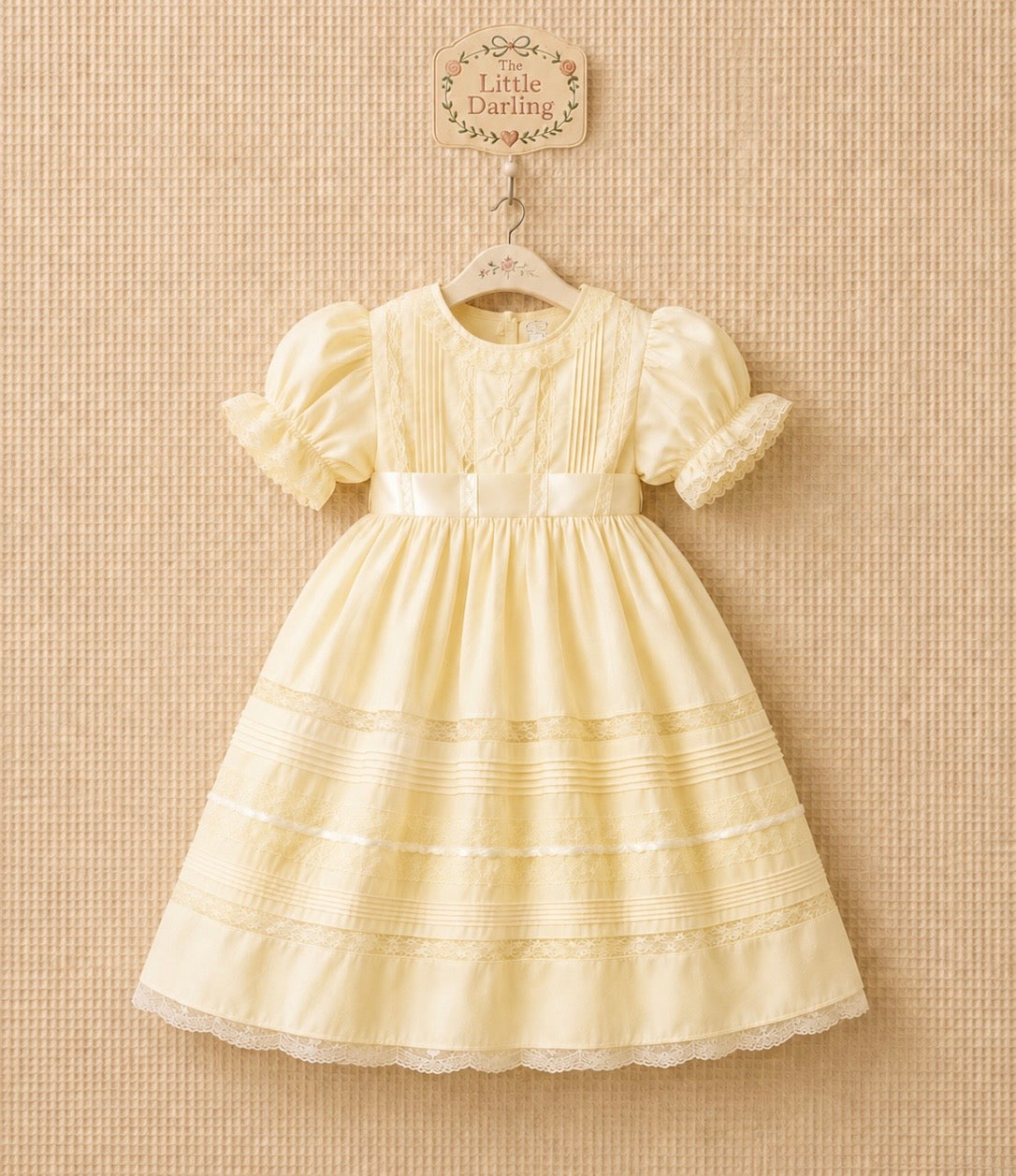 Baby yellow dress with puff sleeves